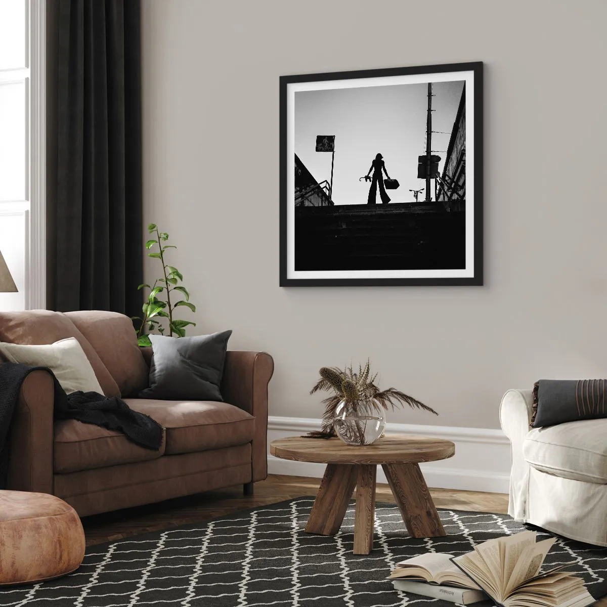 Póster en marco negro - Paseo urbano - 40x40 cm