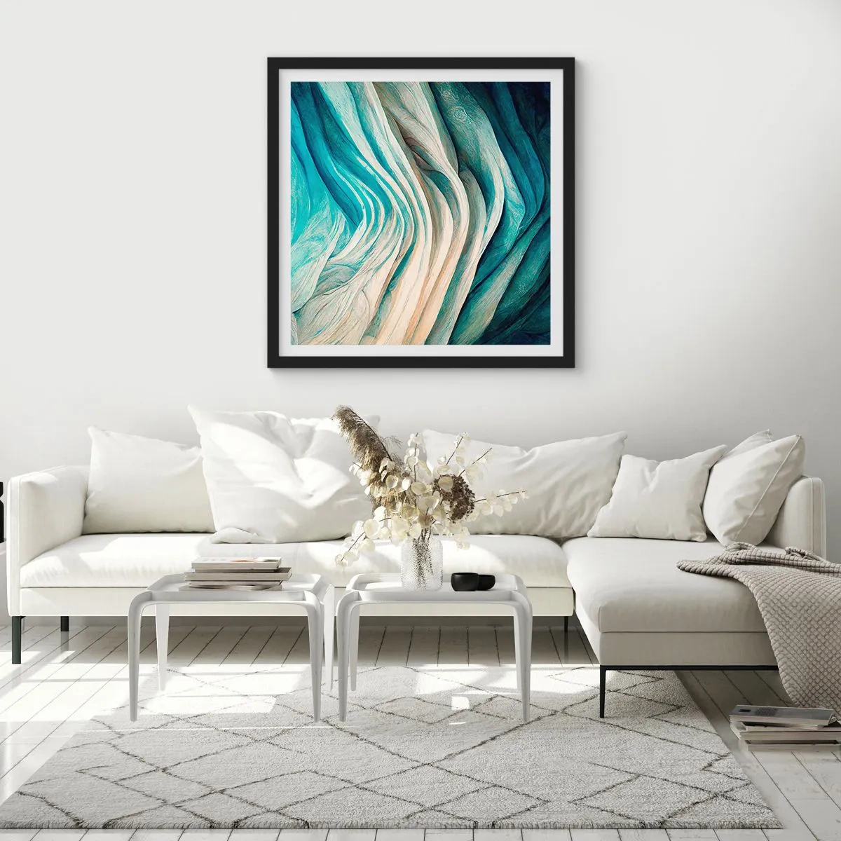 Póster en marco negro - Azul insaciable - 50x50 cm