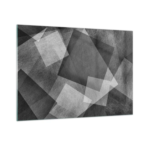 Cuadro sobre vidrio - Impresiones sobre Vidrio - Abstracción geométrica en tonos negro, blanco y gris. - 100x70cm - Un símbolo eterno de permanencia y orden - Decoración de pared moderna para salón y dormitorio ARTTOR