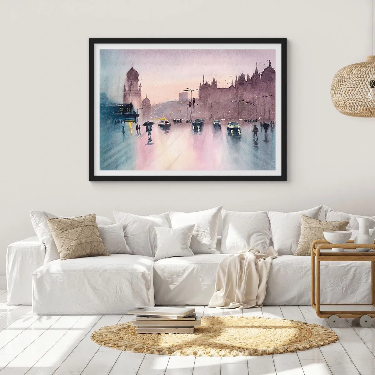 Póster en marco negro - En una niebla lluviosa - 50x40 cm