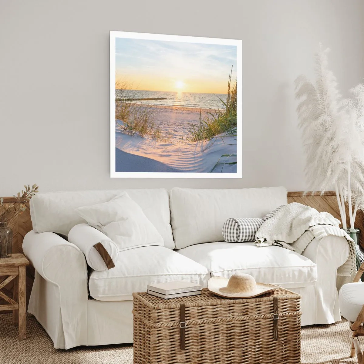 Póster - El sonido del mar, el canto de los pájaros, una playa virgen entre las dunas... - 40x40 cm