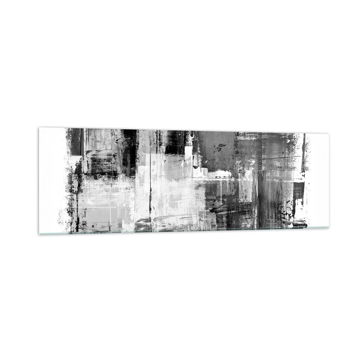Cuadro sobre vidrio - Impresiones sobre Vidrio - Composición abstracta en blanco, negro y gris. - 160x50cm - El gris es hermoso - Decoración de pared moderna para salón y dormitorio ARTTOR