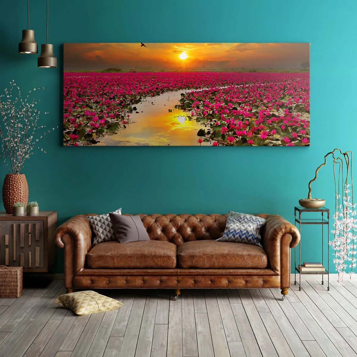 Cuadro sobre lienzo - Impresión de Imagen - La vida secreta del lago - 100x40 cm