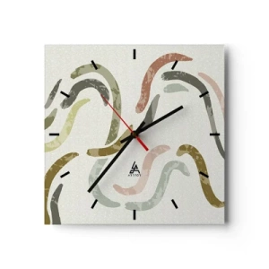 Reloj de pared - Reloj de vidrio - Arcos abstractos en colores pastel - 30x30cm - La alegre danza de la abstracción - Decoración de pared moderna para salón y dormitorio ARTTOR