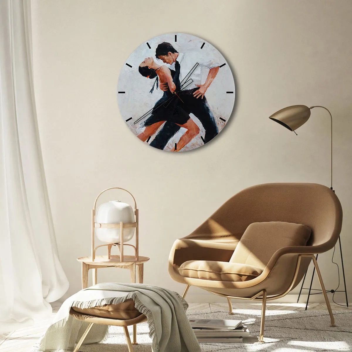 Reloj de pared - Reloj de vidrio - Una pareja bailando tango en una pose dinámica y apasionada. - 30x30cm - El tango de mis sueños - Decoración de pared moderna para salón, cocina y dormitorio ARTTOR