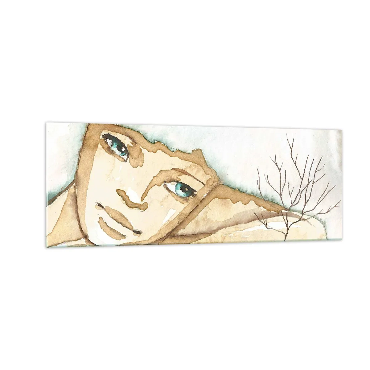Cuadro sobre vidrio - Impresiones sobre Vidrio - Retrato artístico de una mujer en colores pastel. - 140x50cm - El árbol de la poesía crece en el silencio - Decoración de pared moderna para salón y dormitorio ARTTOR
