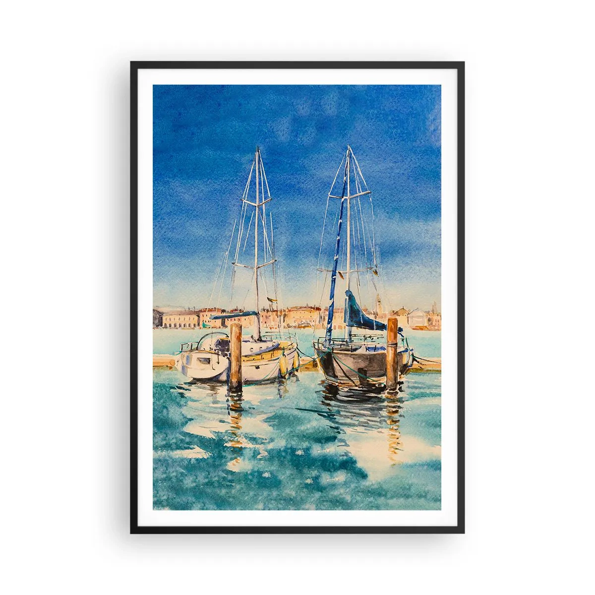 Póster en marco negro - Laguna soleada - 70x100 cm