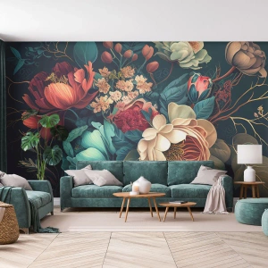 Fotomural Premium Sand - Encanto del siglo XIX - flores, shabby chic, Clásico - 450x315 cm