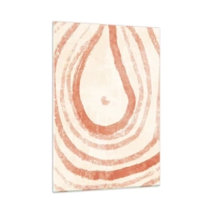 Cuadro sobre vidrio - Impresiones sobre Vidrio - Líneas de coral abstractas en forma de círculos concéntricos. - 50x70cm - Círculos de coral - composición - Decoración de pared moderna para salón y dormitorio ARTTOR