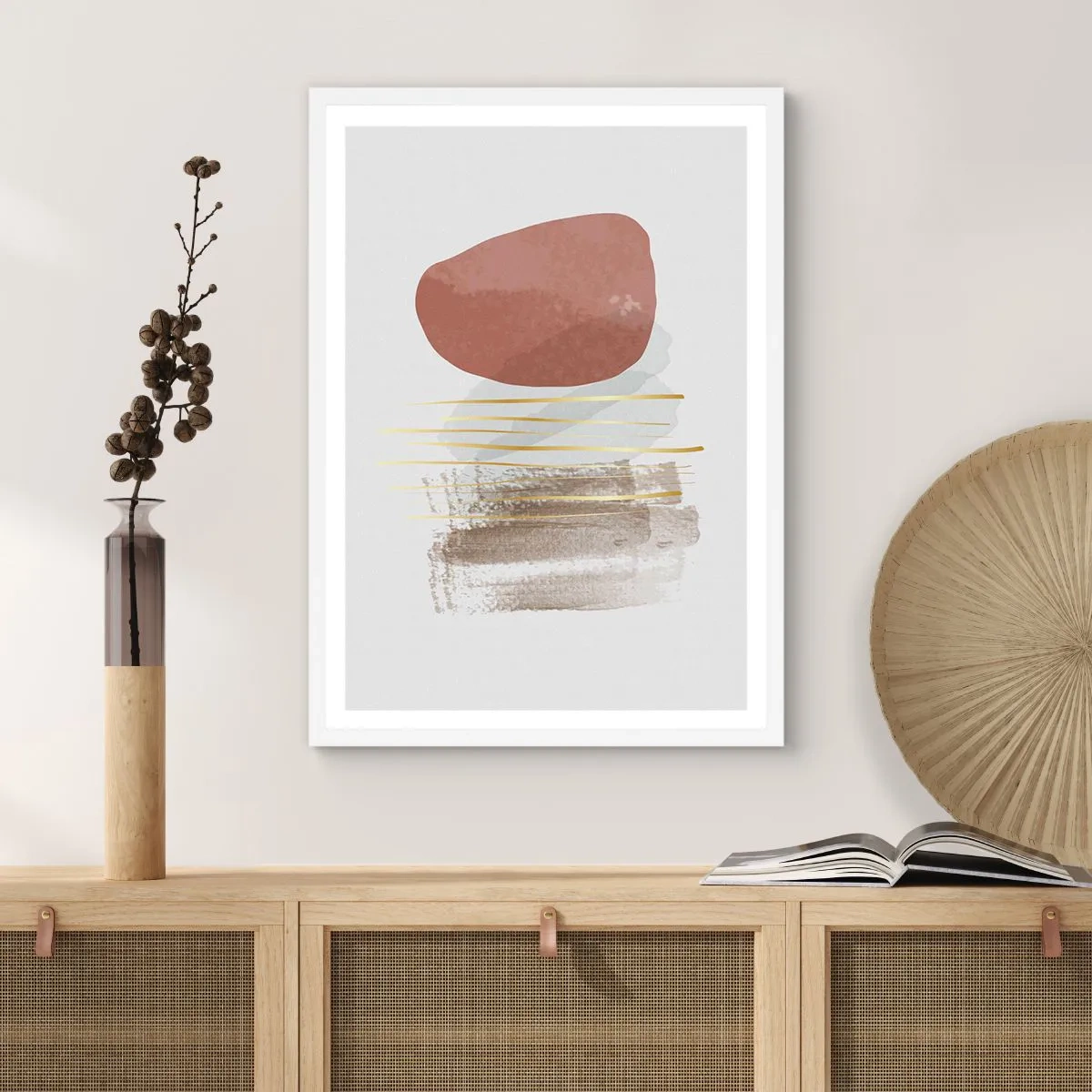 Póster en marco blanco - Una columnata abstracta - 61x91 cm