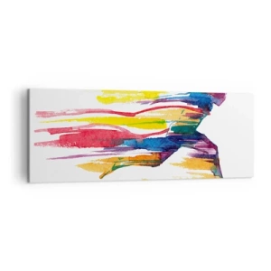 Cuadro sobre lienzo - Impresión de Imagen - Un corredor en colores abstractos que simboliza dinamismo y energía. - 140x50cm - Corre a través del arco iris - Decoración de pared moderna para salón y dormitorio ARTTOR