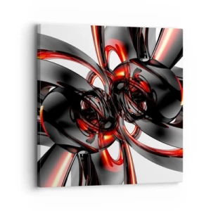 Cuadro sobre lienzo - Impresión de Imagen - Movimiento en grafito y rojo - 30x30 cm