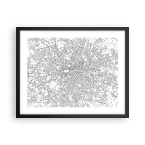 Póster en marco negro - Un mapa del laberinto de Londres - 50x40 cm