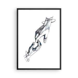 Póster en marco negro - Manos abstractas en una composición artística de líneas y colores. - 50x70cm - Un buen gesto - Decoración de pared moderna para salón y dormitorio ARTTOR