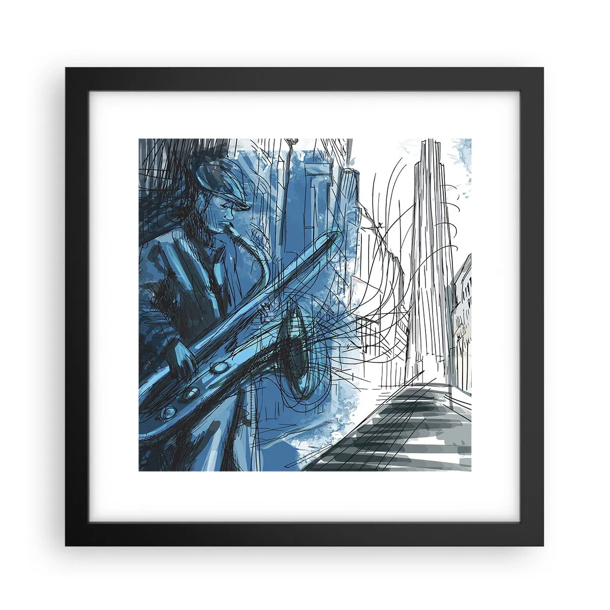 Póster en marco negro - Rapsodia urbana - 30x30 cm