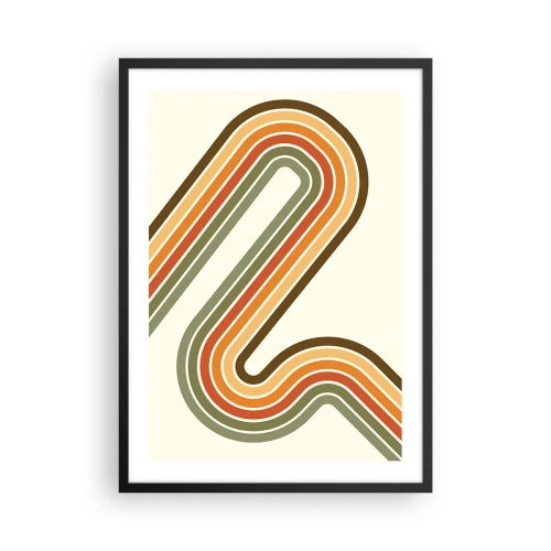 Póster en marco negro - Líneas coloridas en estilo retro - 50x70cm - Zigzagueando hasta su destino - Decoración de pared moderna para salón y dormitorio ARTTOR