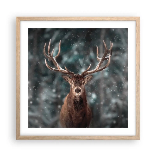 Póster en marco roble claro - Coronado rey del bosque - 50x50 cm