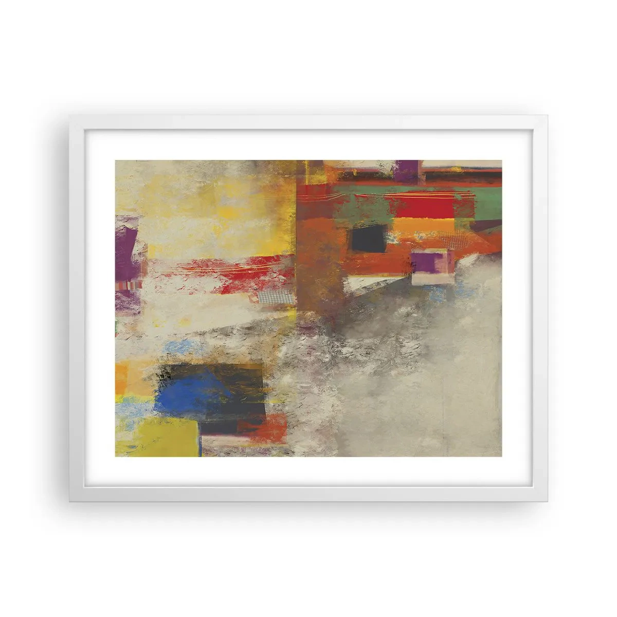 Póster en marco blanco - Geometría de color - 50x40 cm