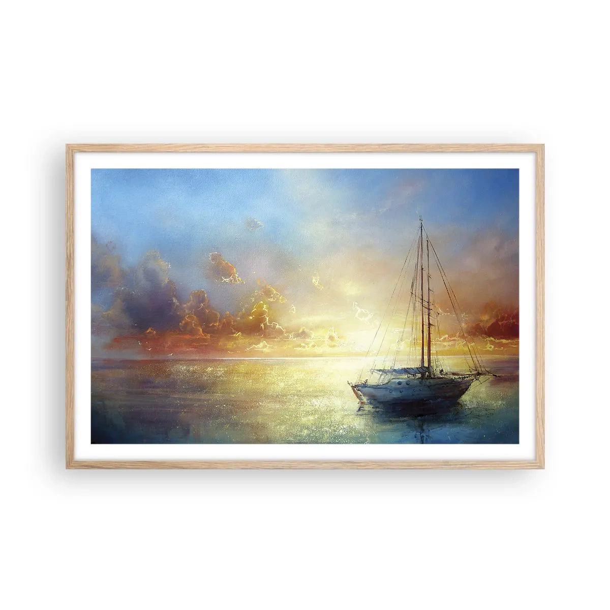Póster en marco roble claro - En una bahía dorada - 91x61 cm