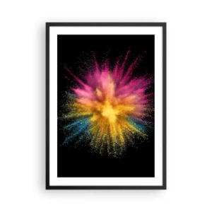 Póster en marco negro - Explosión de polvo de color sobre un fondo negro. - 50x70cm - El nacimiento de los colores - Decoración de pared moderna para salón y dormitorio ARTTOR