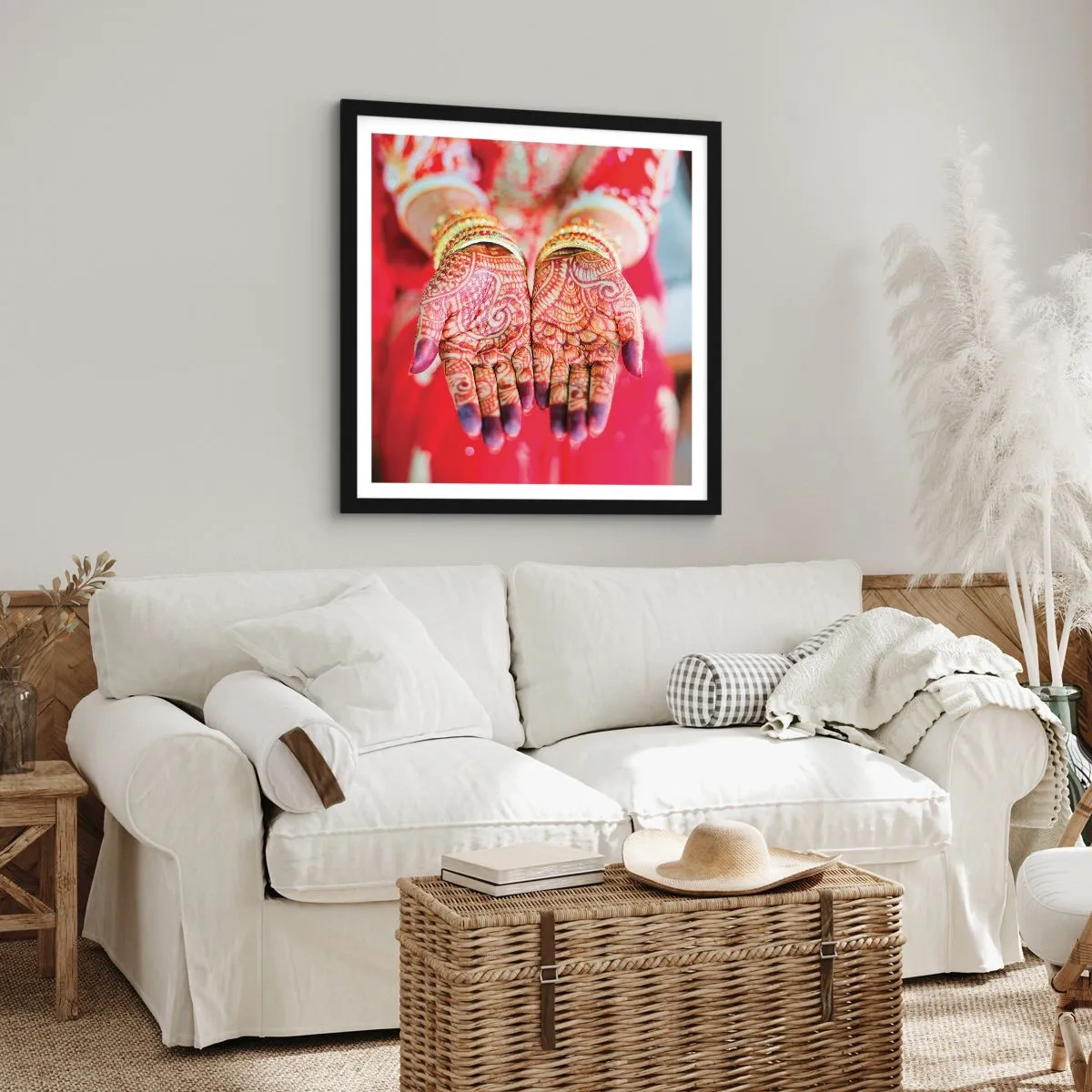 Póster en marco negro - Ritual con las manos - 60x60 cm