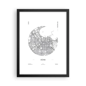 Póster en marco negro - Anatomía de Doha - 30x40 cm