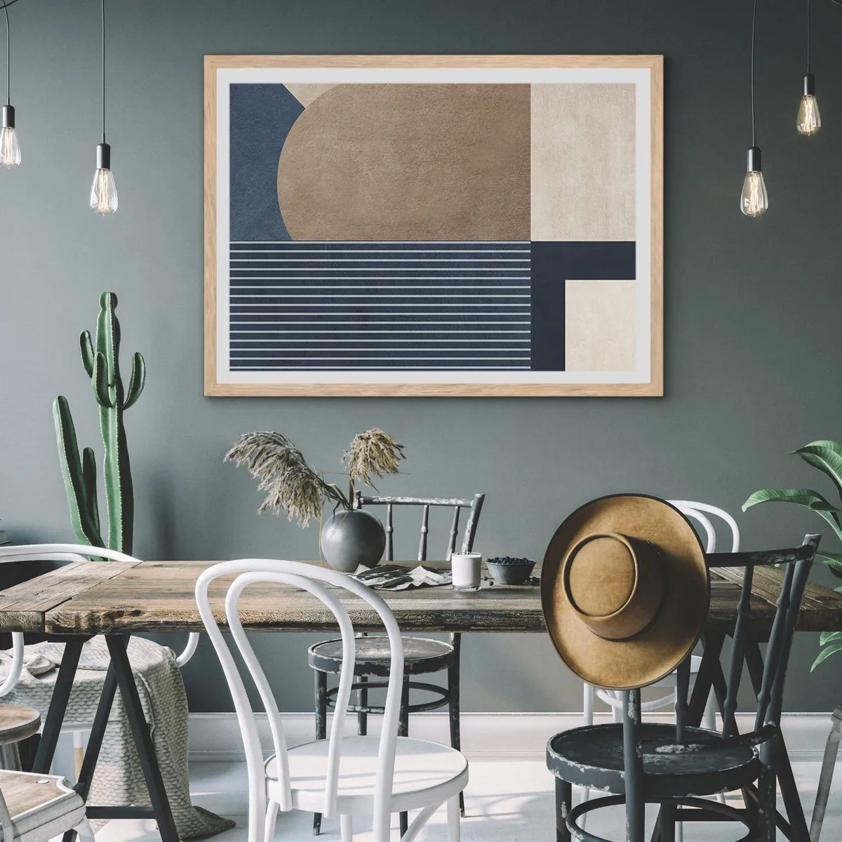 Póster en marco roble claro - Composición de sencillez y redondez - 100x70 cm