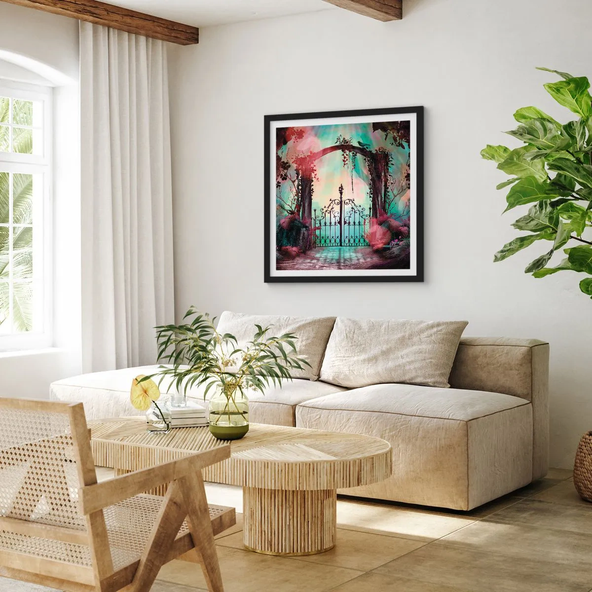Póster en marco negro - Jardín secreto - 30x30 cm