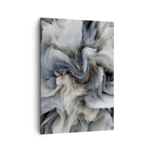 Cuadro sobre lienzo - Impresión de Imagen - Remolino abstracto en tonos de gris y azul. - 50x70cm - Piedra y flor - Decoración de pared moderna para salón y dormitorio ARTTOR
