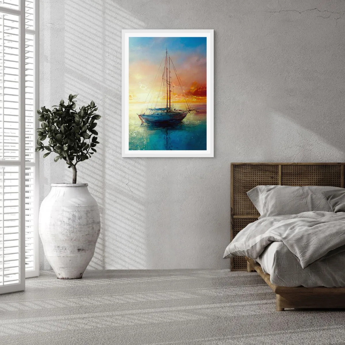 Póster en marco blanco - En una bahía dorada - 40x50 cm