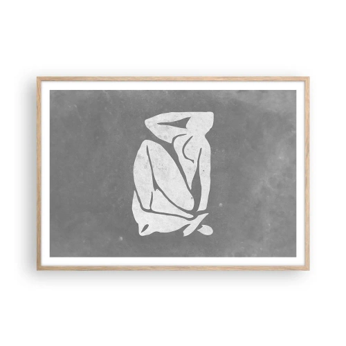 Póster en marco roble claro - En sus pensamientos - 100x70 cm