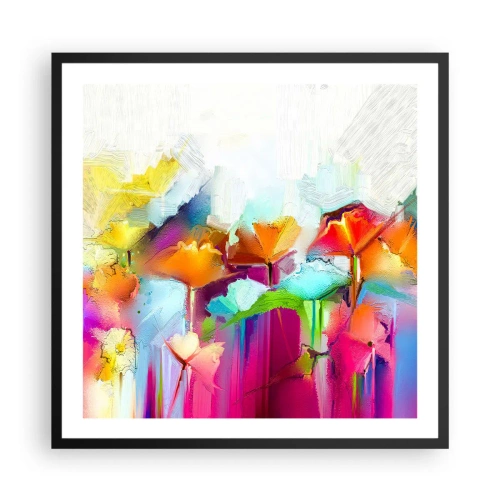 Póster en marco negro - Un arco iris ha florecido - 60x60 cm