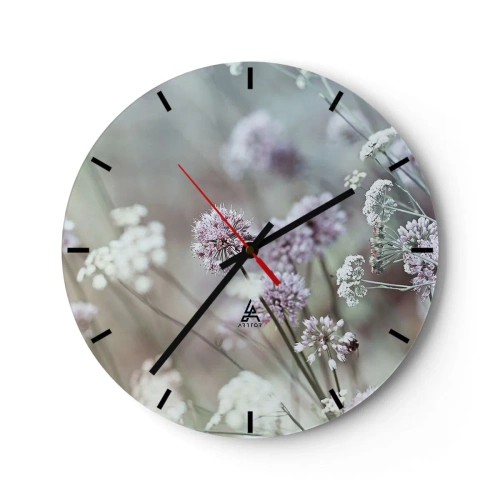 Reloj de pared - Reloj de vidrio - Dulces filigranas de hierbas - 40x40 cm