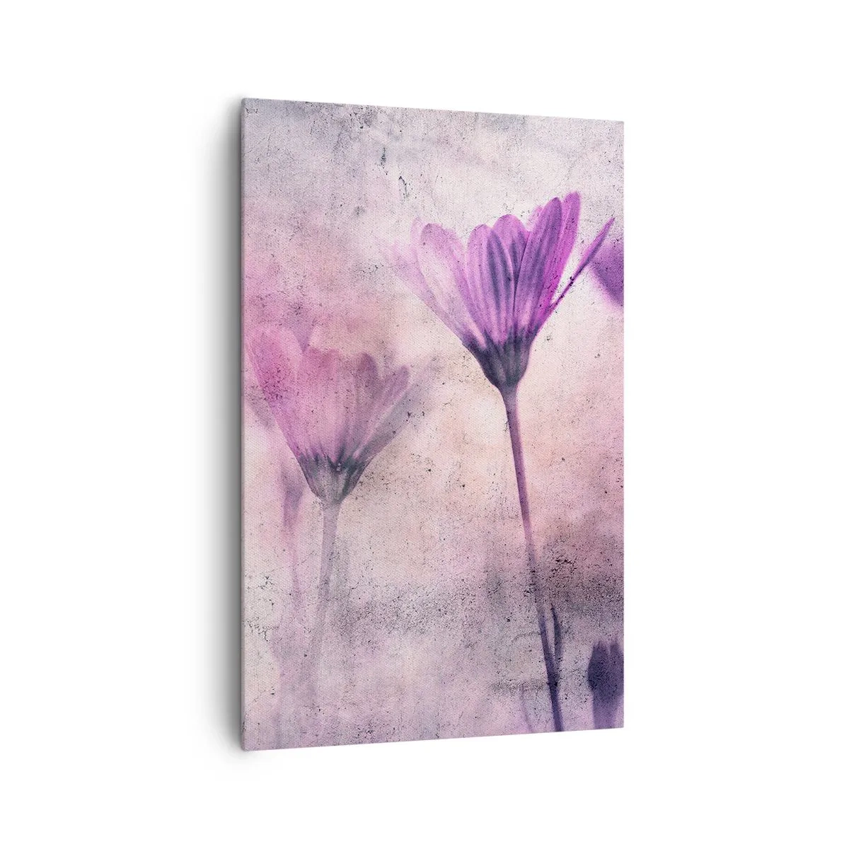 Cuadro sobre lienzo - Impresión de Imagen - Delicadas flores en tonos morados sobre un fondo claro. - 80x120cm - Sueño de flores - Decoración de pared moderna para salón y dormitorio ARTTOR