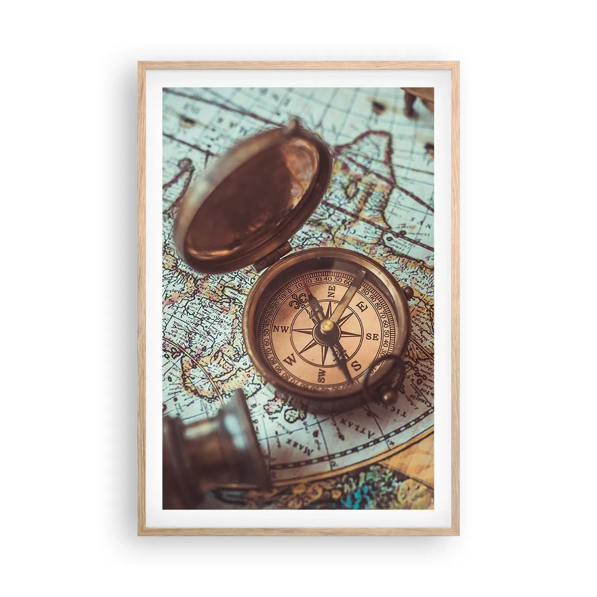 Póster en marco roble claro - Para el aventurero - 61x91 cm