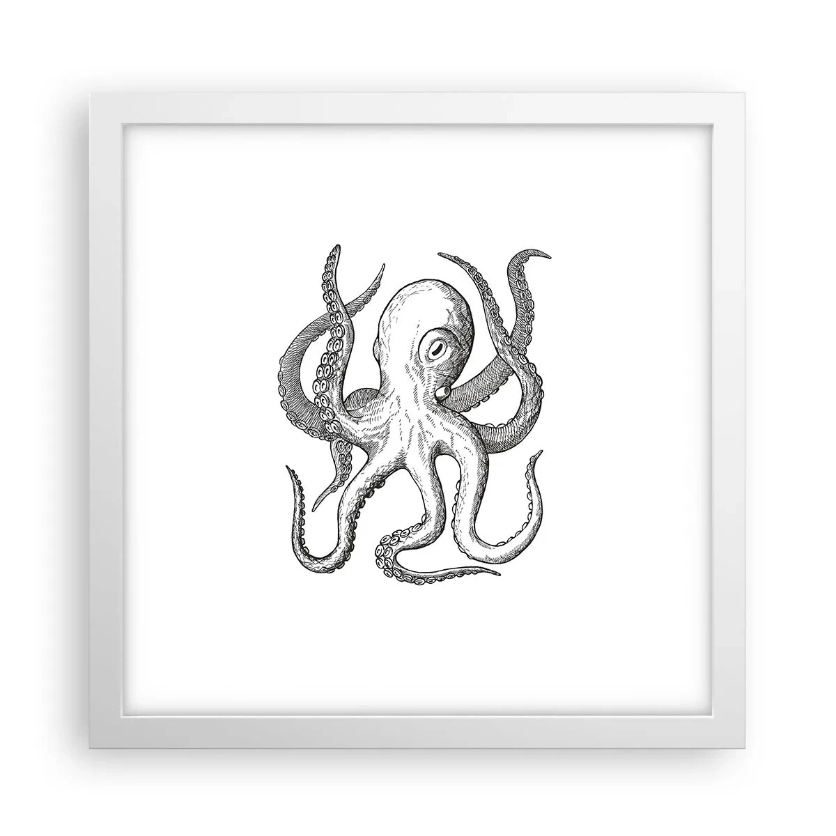 Póster en marco blanco - Bailando con olas - 30x30 cm