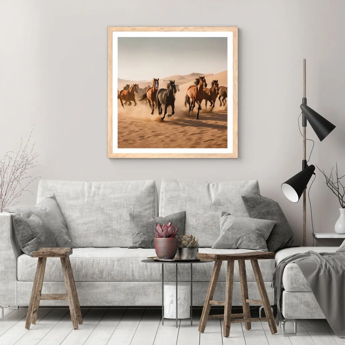 Póster en marco roble claro - Libre como el viento - 40x40 cm