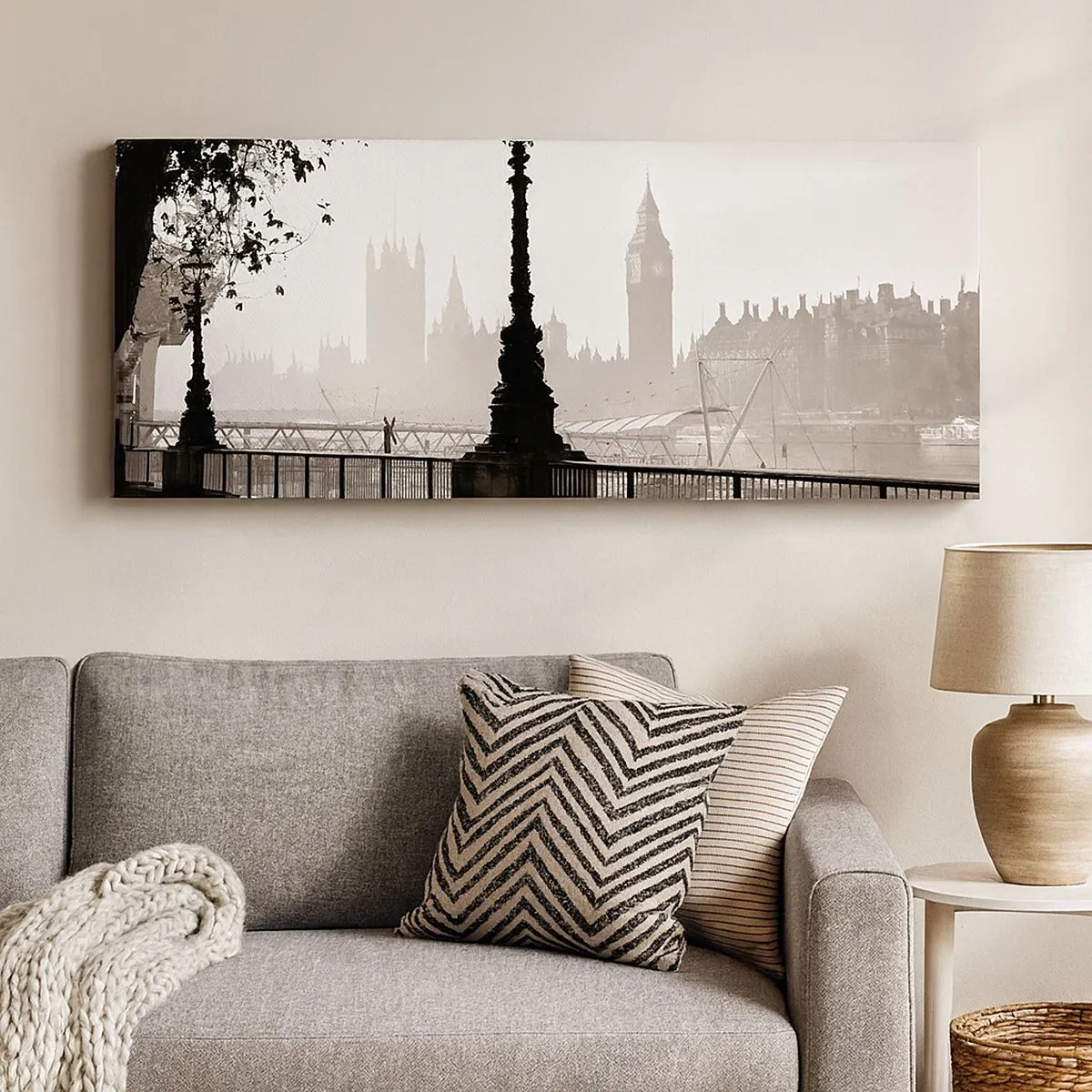 Cuadro sobre lienzo - Impresión de Imagen - La mañana de Londres - 100x40 cm