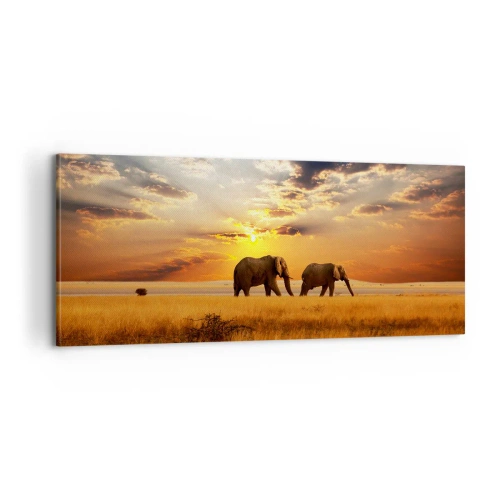 Cuadro sobre lienzo - Impresión de Imagen - Un paseo en familia - 100x40 cm