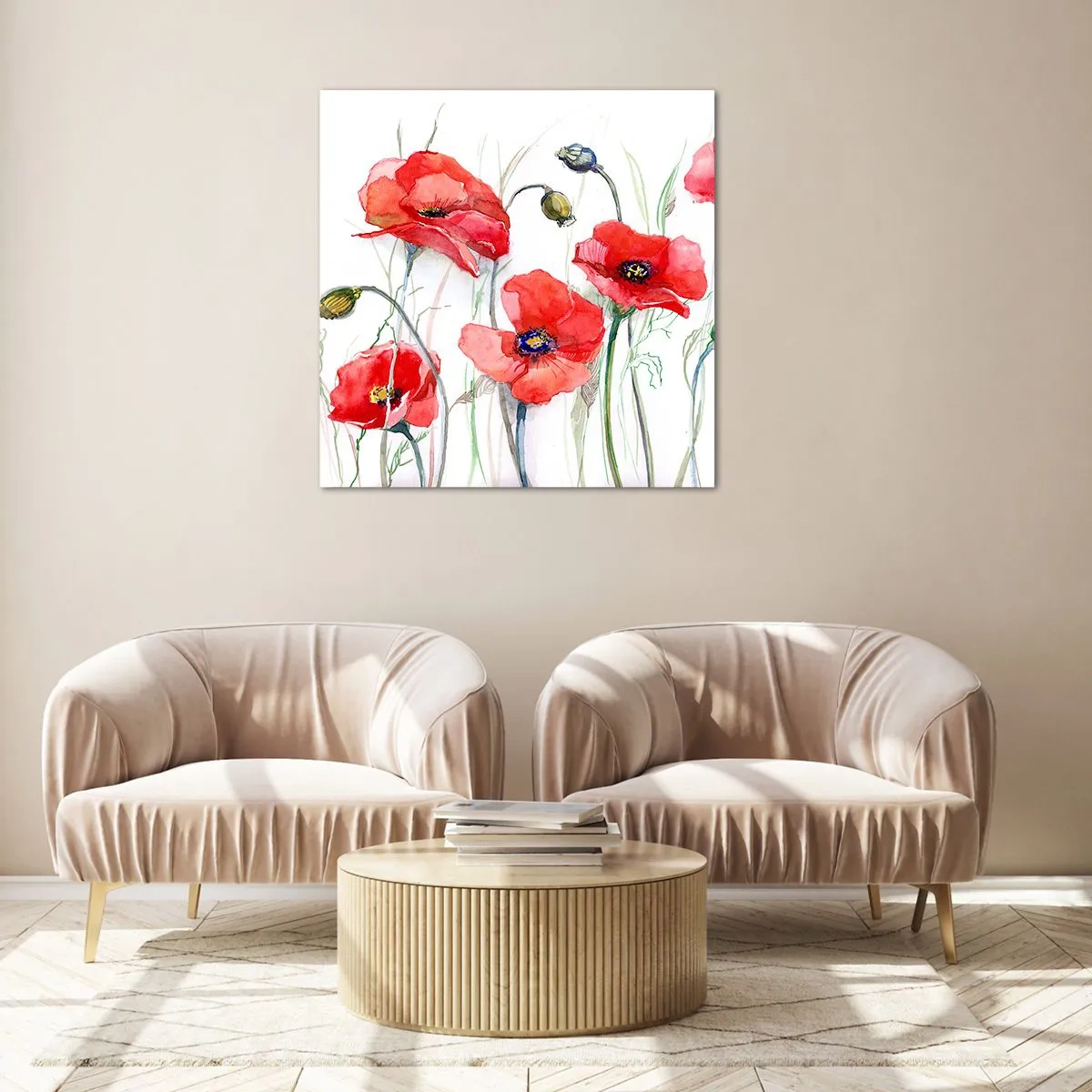 Cuadro sobre vidrio - Impresiones sobre Vidrio - Flores polacas - 60x60 cm