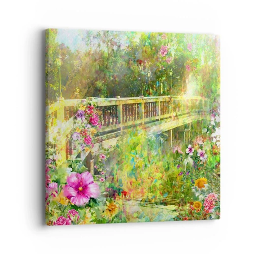 Cuadro sobre lienzo - Impresión de Imagen - Un puente de suspiros de primavera - 40x40 cm