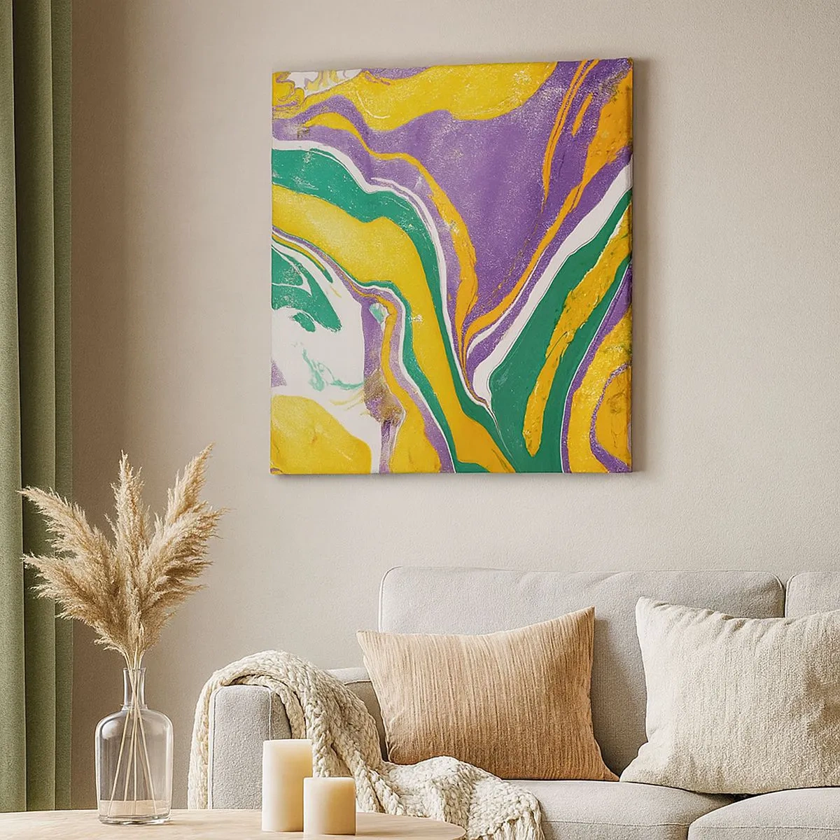 Cuadro sobre lienzo - Impresión de Imagen - Olas de color - 30x30 cm