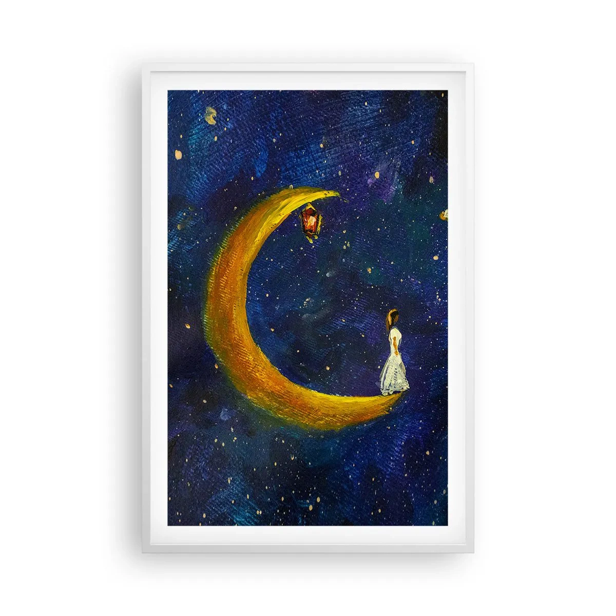 Póster en marco blanco - La llamada de la Luna - 61x91 cm