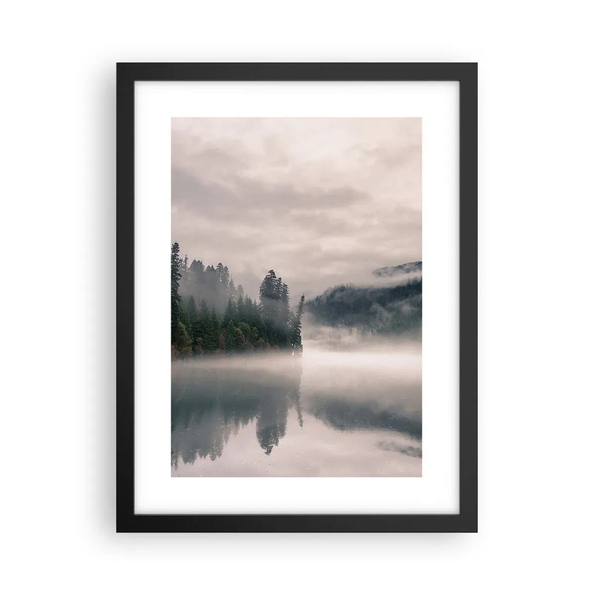Póster en marco negro - En el ensueño, en la niebla - 30x40 cm