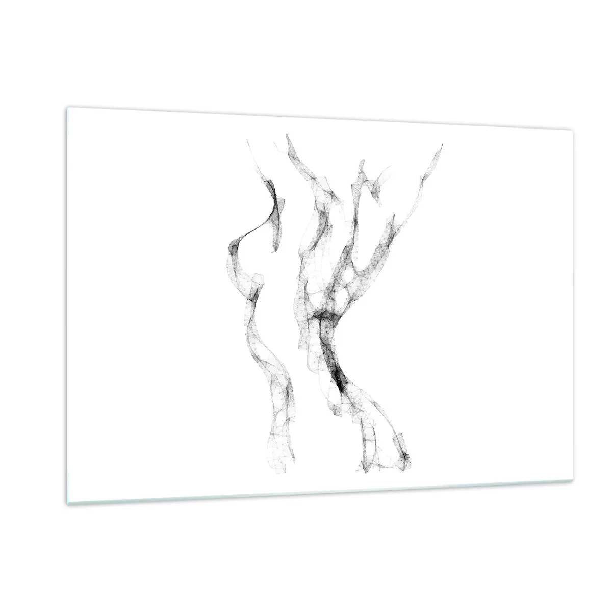 Cuadro sobre vidrio - Impresiones sobre Vidrio - Contorno femenino abstracto hecho de líneas negras y ahumadas - 120x80cm - Hermosa y fuerte - Decoración de pared moderna para salón y dormitorio ARTTOR