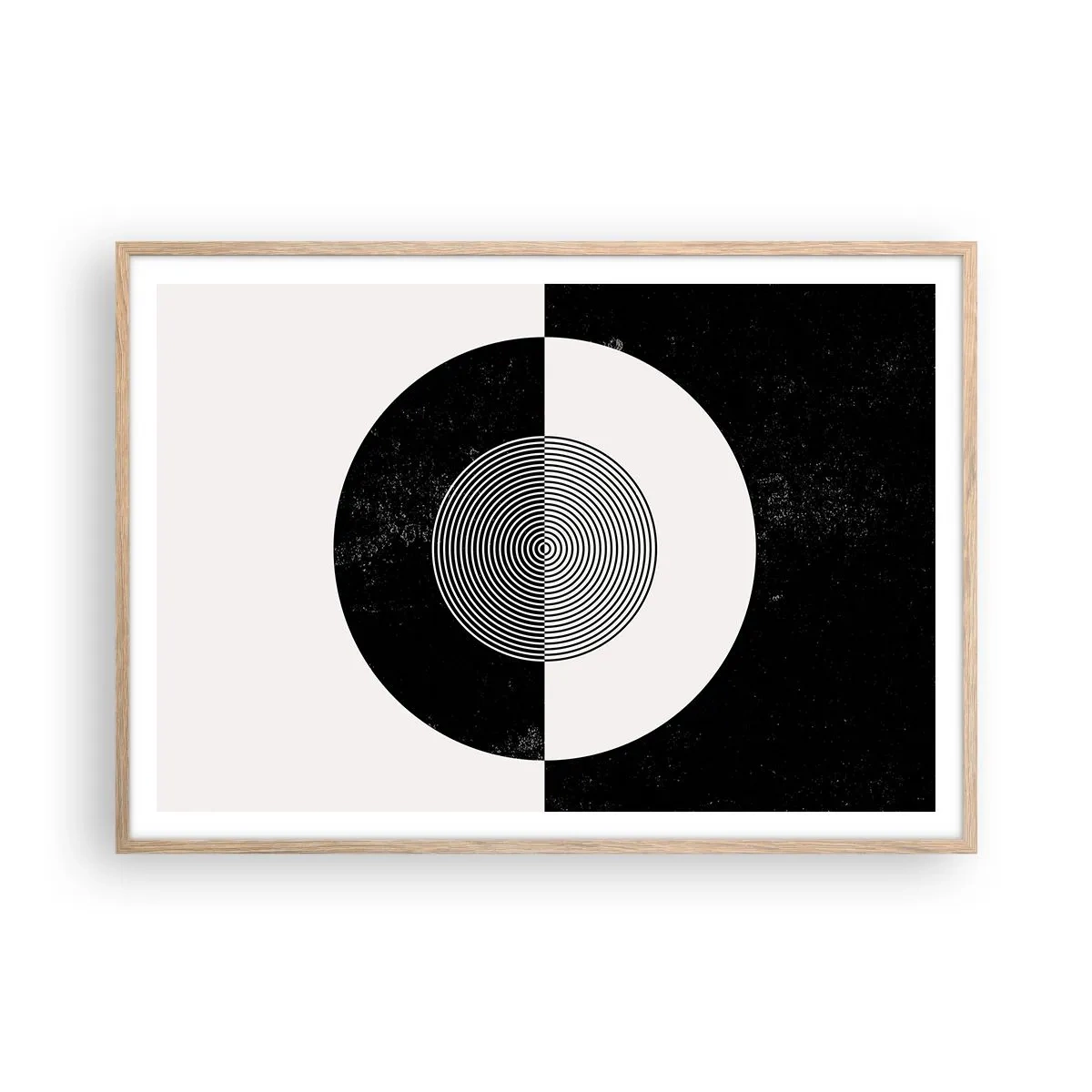 Póster en marco roble claro - Armonía en blanco y negro - 100x70 cm