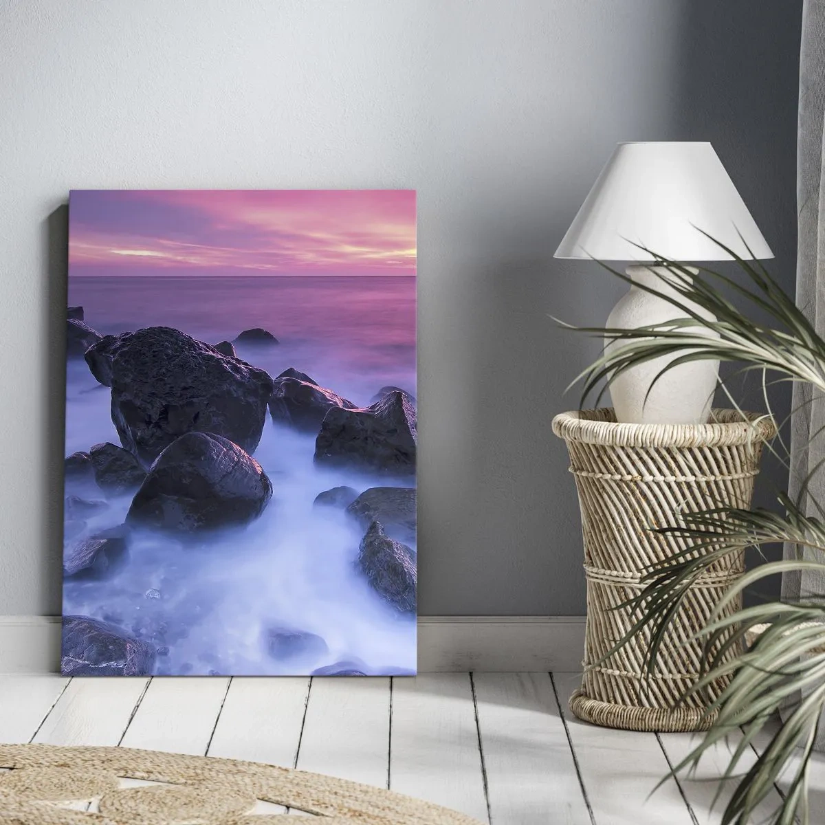 Cuadro sobre lienzo - Impresión de Imagen - Nacimiento en la luz y la niebla - 65x120 cm