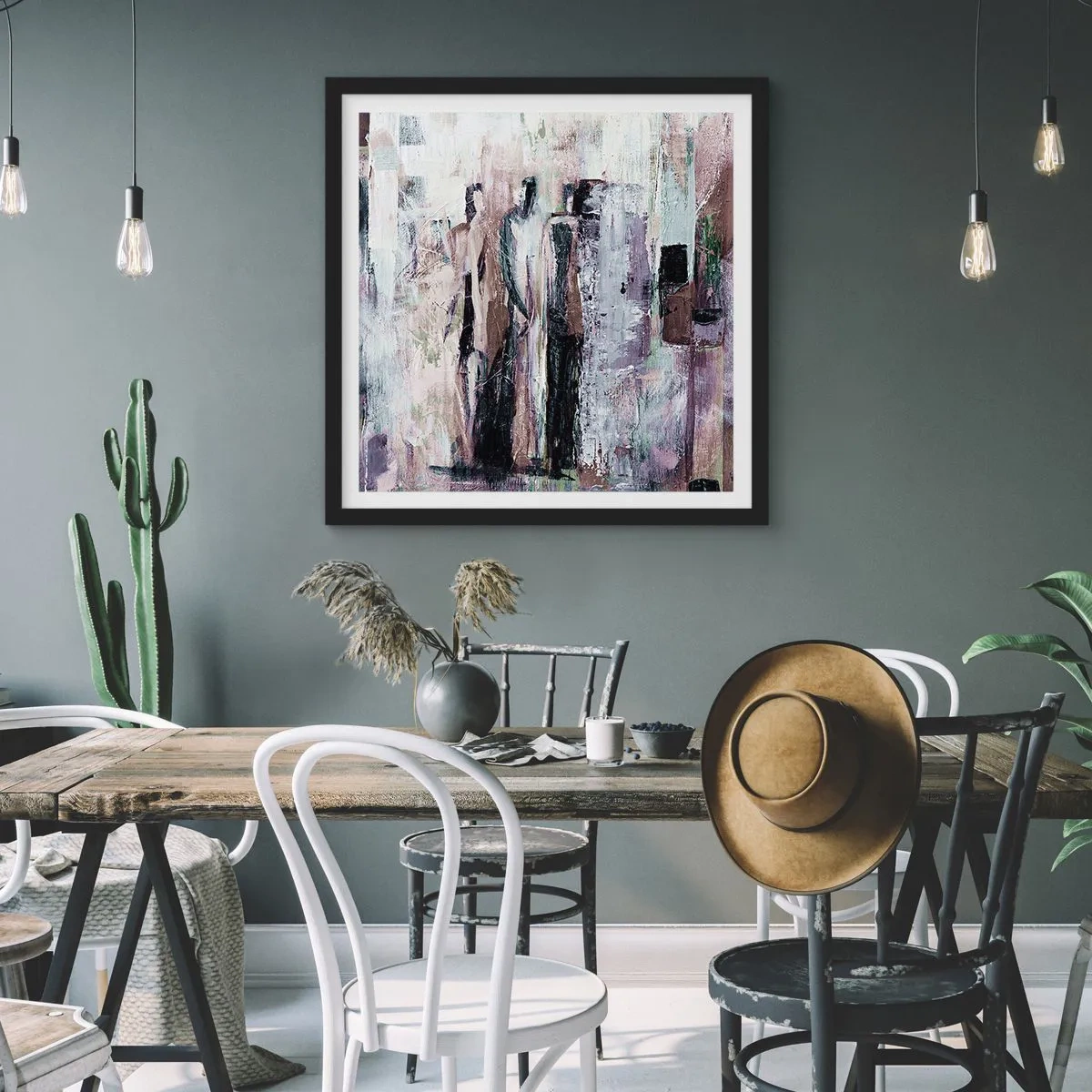 Póster en marco negro - El trío misterioso - 50x50 cm