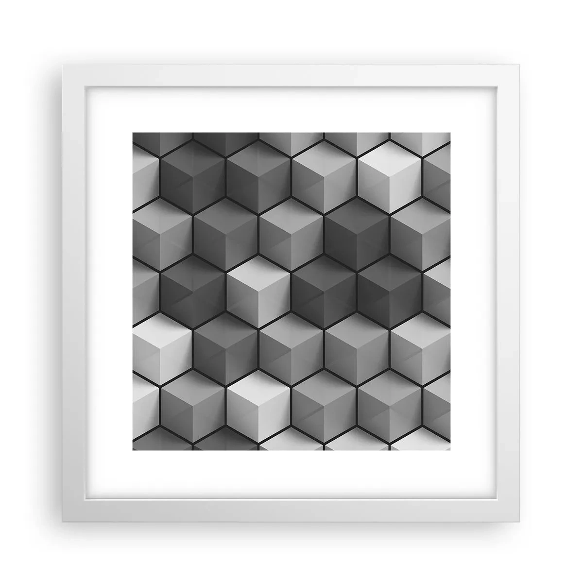 Póster en marco blanco - Rompecabezas cubista - 30x30 cm