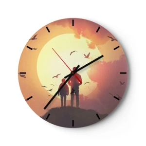 Reloj de pared - Reloj de vidrio - Cara a cara con el sol - 40x40 cm